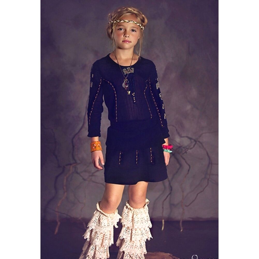NEW Jak & Peppar girls dress 16 14 12 black embroidered western bohemian tunic